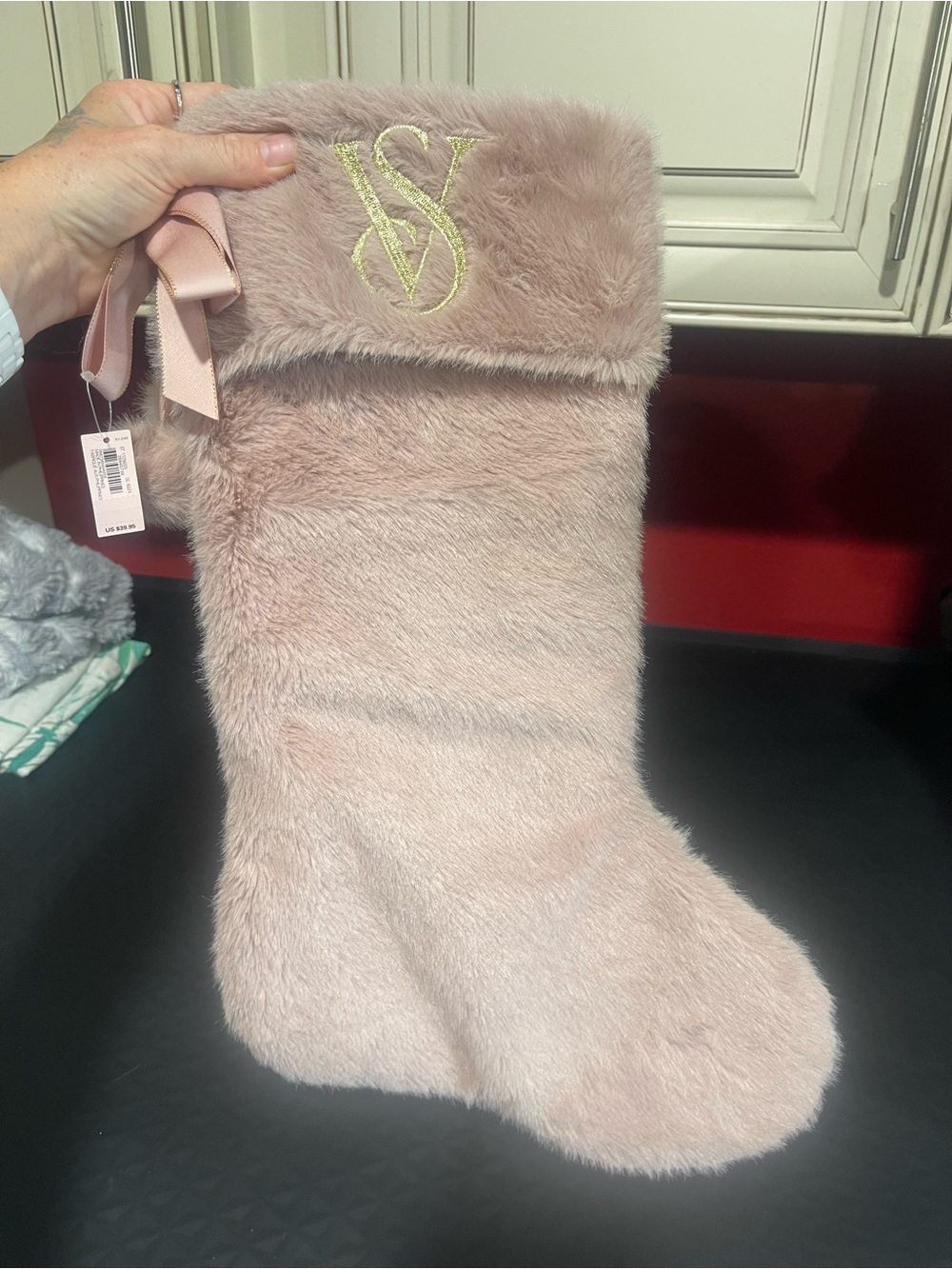 Faux Fur Pink Victoria secret stocking